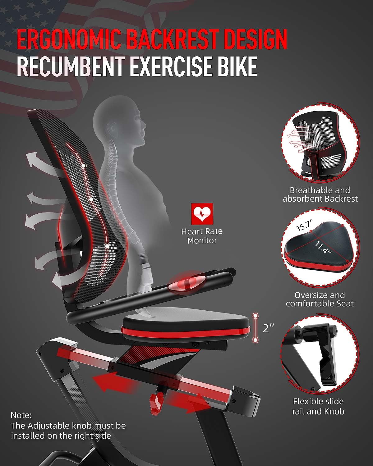 HARISON Recumbent Exercise Bike with Arm Workout, 16-Level Magnetic Stationary Bike with Bluetooth, Recumbent Bike for Seniors 400 lbs Capacity