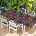 thumbnail image 2 of Orange Purple Spring Floral Table Cloths for 8 Foot Rectangle Tables, Vintage Botanical Summer Flower Patio Waterproof Elastic Fitted Tablecloths, Washable Rectangular Table Cover for Camping, 2 of 8