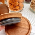 thumbnail image 2 of Regular Mouth Jar Lids,Wooden Jar Tops,Canning Lids with Airtight Silicone Seal for Regular Mouth Jars,4 Pack, 2 of 6