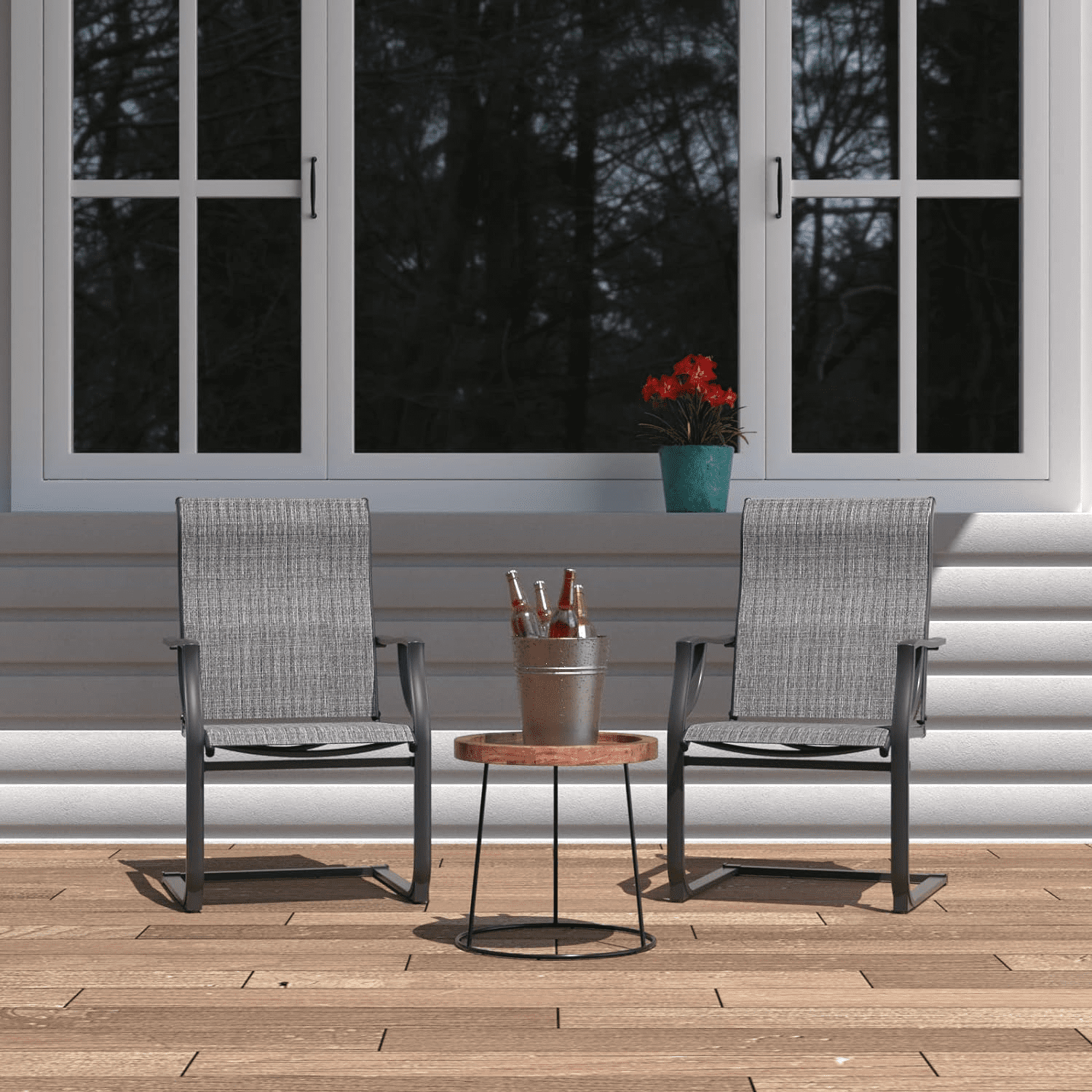 Amopatio Patio Chairs Set of 2, Outdoor Dining Chairs for All Weather, Breathable Garden Outdoor Furniture for Backyard Deck