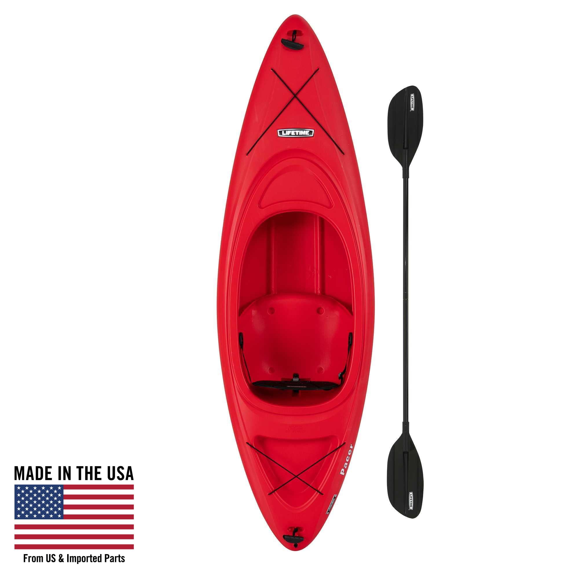 (2 pack) Lifetime Pacer 8 ft Sit-Inside Kayak with Paddle, Fire Red (91036)