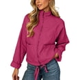 thumbnail image 3 of Zip Up Jackets for Women Plus Size Puffer Jackets Stand Collar Cropped Lightweight Fall Coats with Pockets S-3XL, 3 of 8
