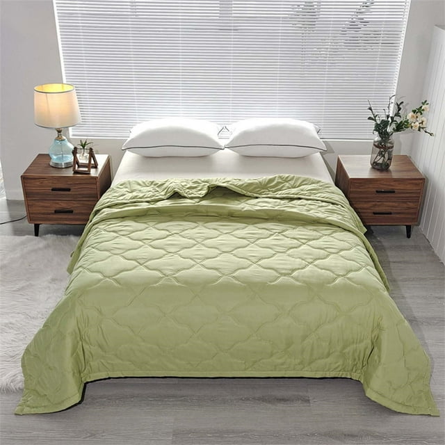 Sycwsmn Couverture d'Été Couverture de Lit Douce pour la Peau Imprimé Uni Coton Lavé Couverture de Lit Couette Fraîche Couette d'Été Ventilée Couverture Imperméable