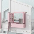 thumbnail image 5 of Leumius Twin over Twin Floor Bunk Bed with Ladder and Guardrails, House-Shaped-Bunk Bed with Window and Door for Boys Girls Pink+White, 5 of 9