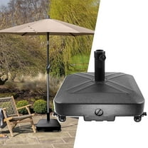Ryanstar Racing Patio Umbrella Base 125 lb Water and Sand Filled Plastic Moving Heavy Duty Parasol Stand, Outdoor Flagpole Base, Removable Umbrella Base for Patio Garden Pool