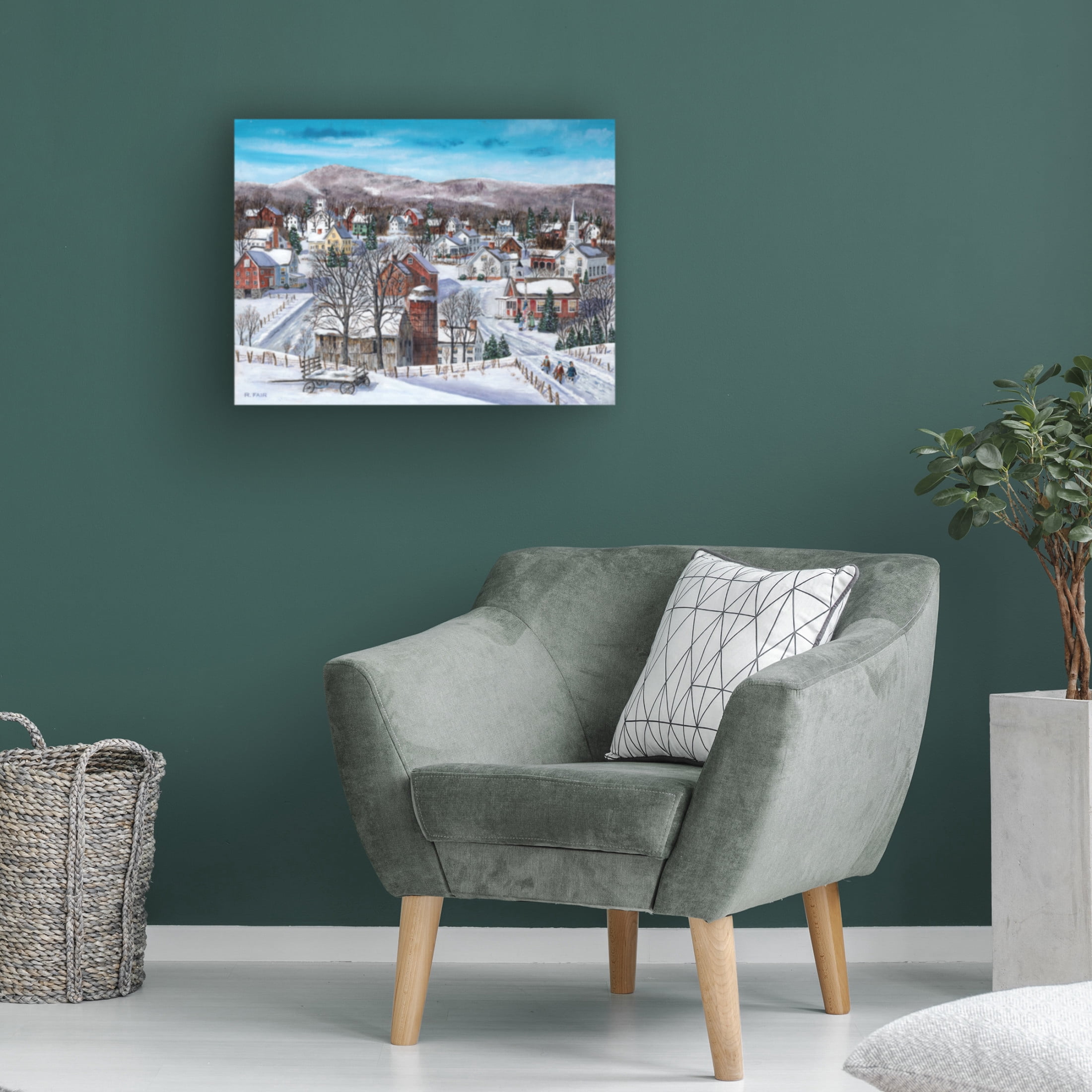 Canvas Wall Art - Bob Fair 'Winter Village' Wall Art for Living Room, Bedroom, or Office Décor by Trademark Fine Art - 47 x 35 Inches