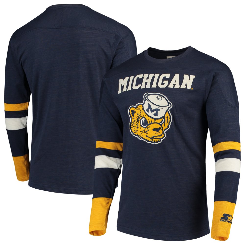 Michigan Wolverines Starter Old School Football Long Sleeve TShirt