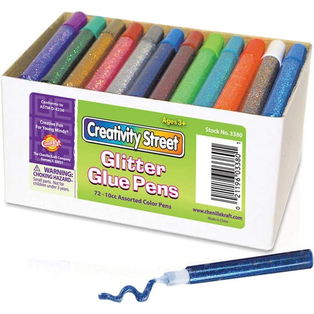 Codllyne Glitter Glue Pens, 10 CC Tube, Assorted Colors, Set of 72