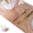 thumbnail image 2 of Wedding Banquet Party Decoration Round Table Cloth Sparkly Pink Gold Sequin Table Runner for Wedding / Events Decoration, 2 of 9