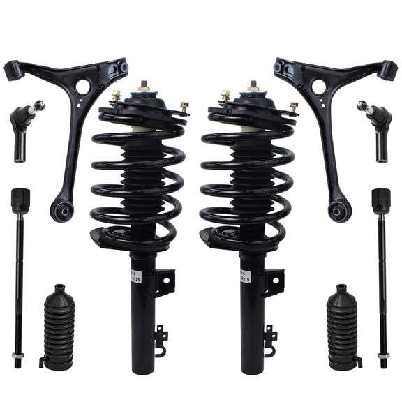 Detroit Axle - Front Lower Control Arms Struts & Coil Springs Tie Rods Boots Replacement for 1998-2005 Ford Taurus Mercury Sable - 10pc Set