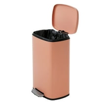CL.HPAHKL 13 Gallon Step-on Trash Can with Soft-Close Lid, Stainless Steel Kitchen Garbage Can with Foot Pedal and Removable Inner Bucket, Fingerprint-Proof Trash bins for Home Office, Pink