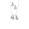 thumbnail image 2 of Delight Jewelry Silvertone Large Wonder Woman Heart Silver tone Zig Zag Christmas Tree Charm Necklace and Stud Earrings, 2 of 4