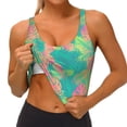 thumbnail image 4 of Haiem Colorful Palm Leaves Pattern Womens Sports Bra - U Neck Padded Low Impact Yoga Bra Workout Crop Top Gym Moisture-Wicking Workout Vest -XX-Large, 4 of 9