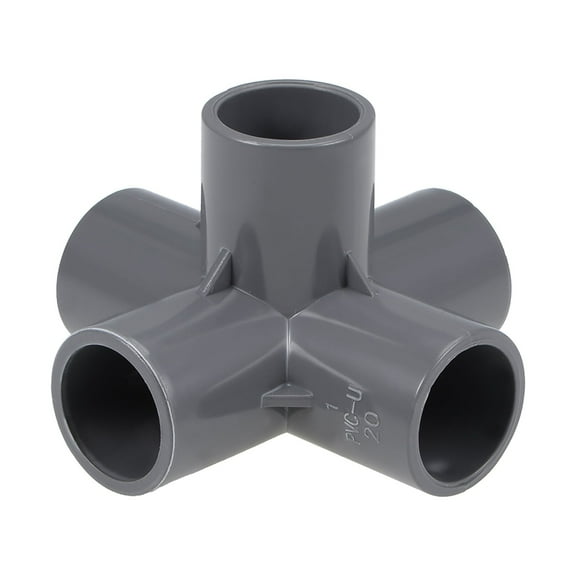 Unique Bargains 5-Way Elbow Pipe Fitting,Furniture Grade, 0.79" Tee Corner Fittings Gray 5Pcs