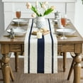 thumbnail image 3 of Sm:)e Dark Blue Farmhouse Woven Rustic Hollow Table Runner, Boho Table Runner, Dining Kitchen Home Decor, 12x108 Inch, 3 of 6