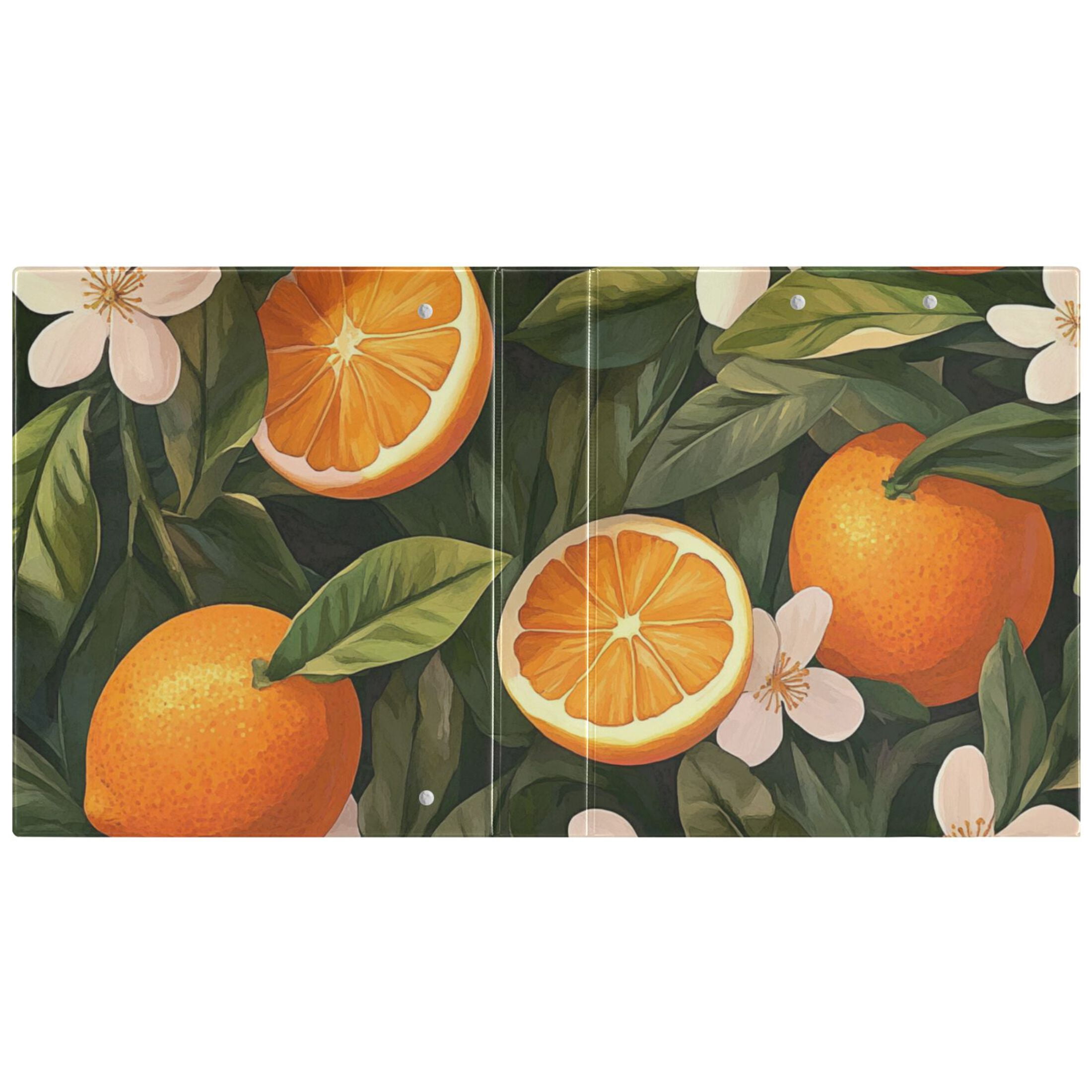 Orange Blossoms Leaves 3 Ring Binders 1.5 inch Hardcover File Folders with Interior Pockets A4 Size Organizer for School Office Hospital