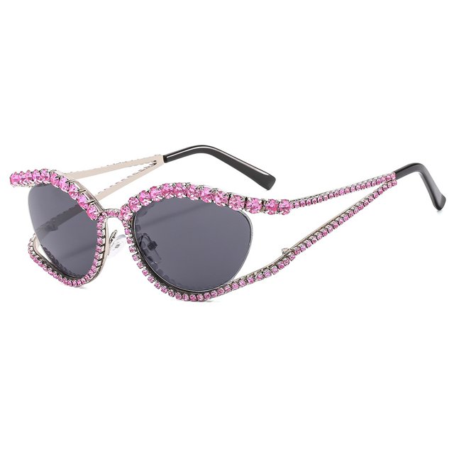 Gafas de sol con forma de ojo de gato y diamantes, gafas de sol con personalidad de moda, gafas de sol femeninas con forma cóncava