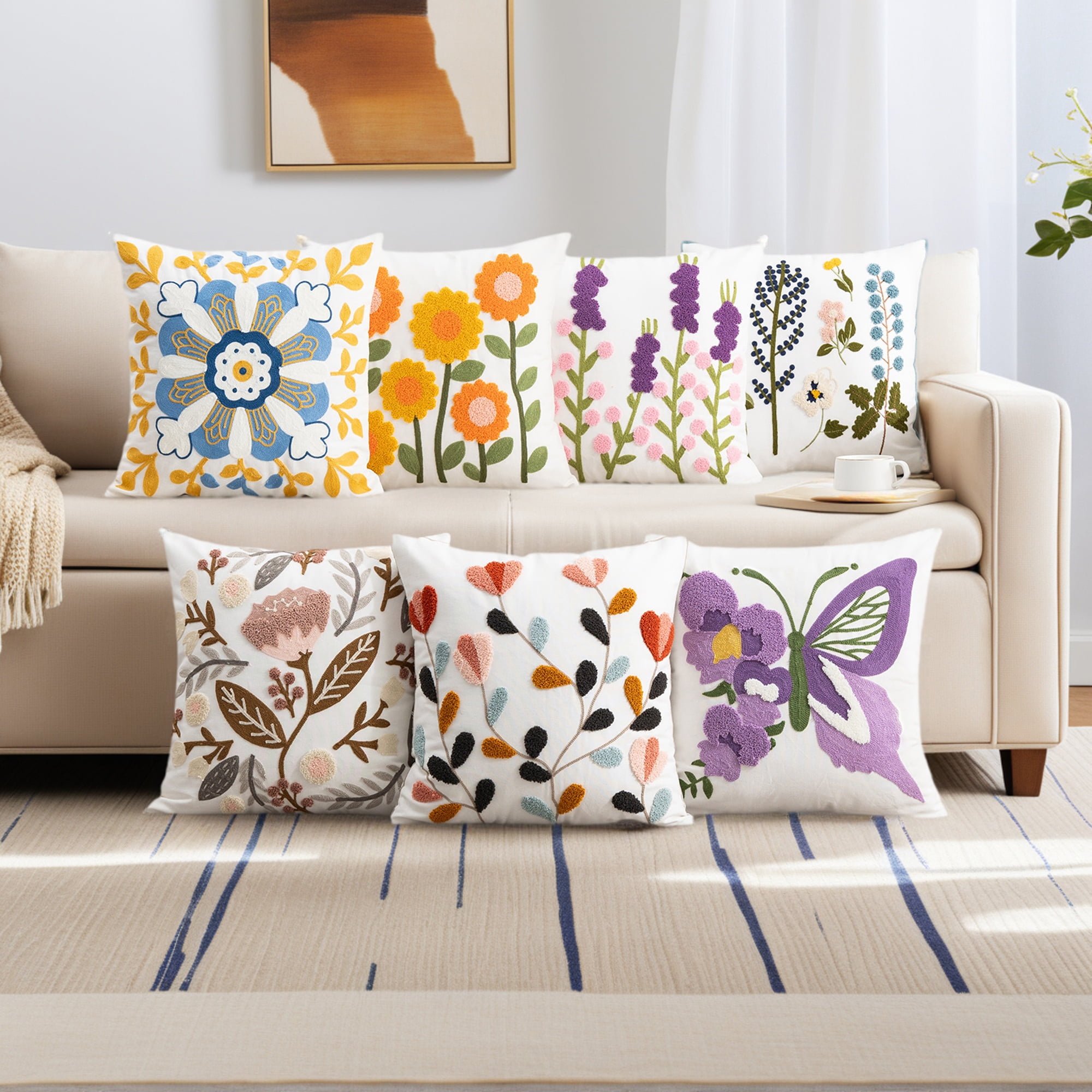 Unique Bargains Square Throw Pillow Covers Pack of 2 Multicolor Pattern 5 18" x 18"