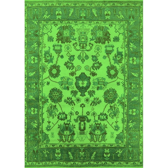 Ahgly Company Indoor Rectangle Oriental Green Industrial Area Rugs, 6' x 9'