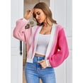 thumbnail image 2 of Contrast Color Knit Cardigan Sweater (S, MultiPurple), 2 of 7