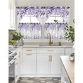 thumbnail image 4 of Purple Swag Kitchen Curtains Sets for Windows 24 Inch Length, Eucalyptus Leaves Short Window Curtain Panels Swags Valances and Tiers 3 Piece Set for Cafe/Dining Room, 4 of 5