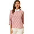 thumbnail image 1 of INSPIRE CHIC Haut pour Femmes à Manches 3/4 à Col Contrastant Rose Foncé L, 1 of 5