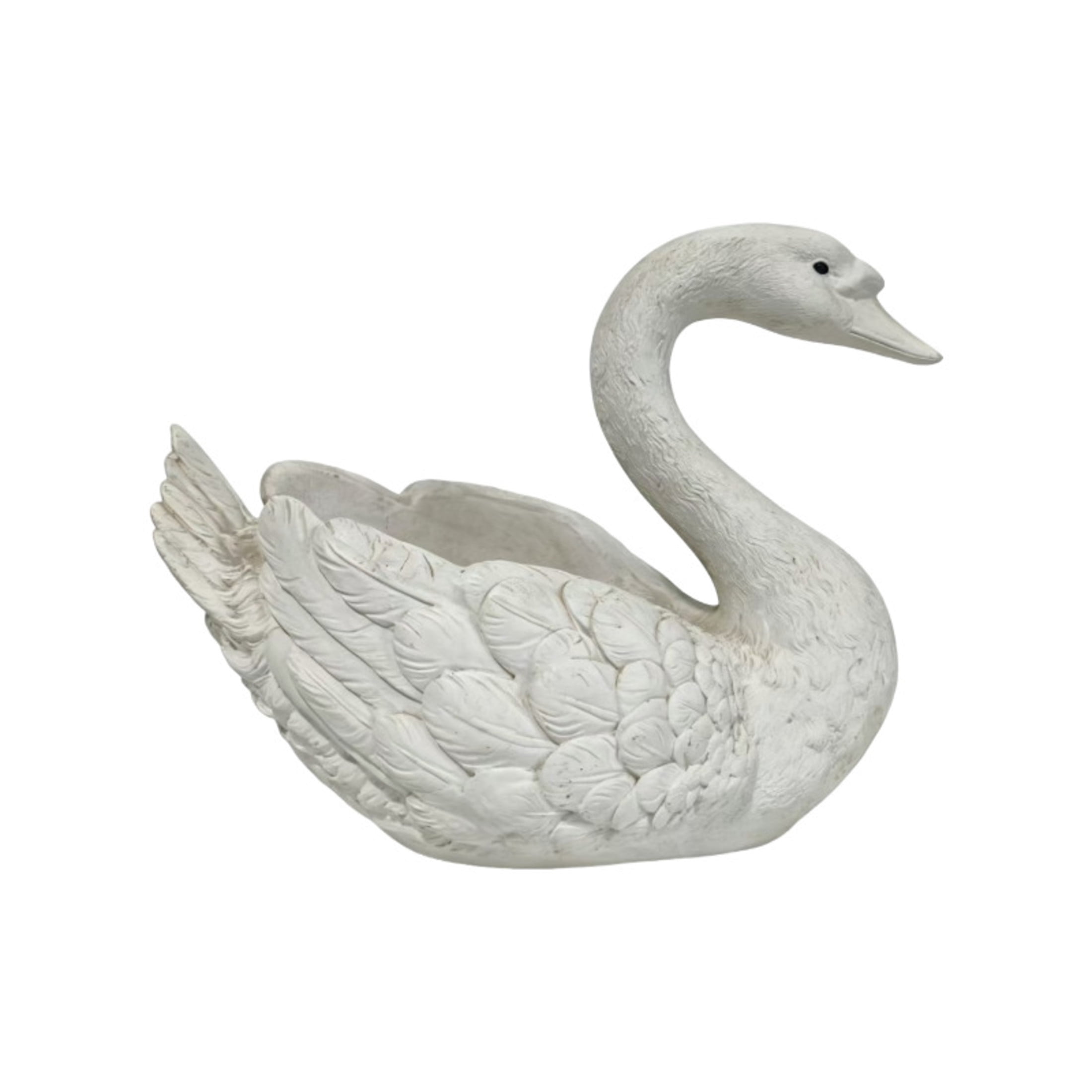 GDF Studio White Swan Statue Planter, Weather-Resistant Resin Garden Flower Pot Sculpture for Pond Patio Lawn Backyard