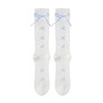 thumbnail image 4 of Yuanlong Womens Knee-High Socks Sheer Lace Bow Detail Mid Calf Tie Up Socks Fashionable Daily Thin Hosiery, 4 of 4