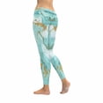 thumbnail image 2 of SUNENAT Turquoise and Golden Marble Stone Stretchy Capri Leggings Skinny Yoga Sports Pants XXXL, 2 of 4