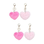 4 Pcs Love Plush Pendant Keychain Hanging Keychains Ring Keyring Cat Diamond Holder Paired Jungkook Pu Miss
