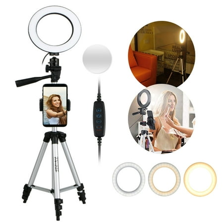 Samsung Galaxy Tab 4 Tripod EEEKit Ring Light with Stand, Universal 360 Degree Rotation 10 Adjustable Brightness LED Ring Light with Tripod Holder for iPhone 11/11 Pro/XS/XS MAX/XR/X, Samsung Galaxy S10/S10E/S9/S9+ ()