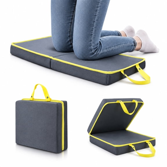 Folding Knee Pad Portable Kneeling Mat, Extra Thick Cushion Knee Mat Waterproof Cover, Garden Kneeler Pad Yoga Knee Cushion with Carry Handle for Gardening Exercise Floor Work