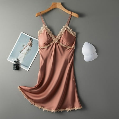 

QENGING Summer Skirts for Women Satin Sling Skirt Dress Lingerie Home Wear Pajamas Nightdress Deals