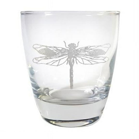 Lyoncraft LBDF02 10 oz Dragonfly Triskelion Engraved Lowball Glass