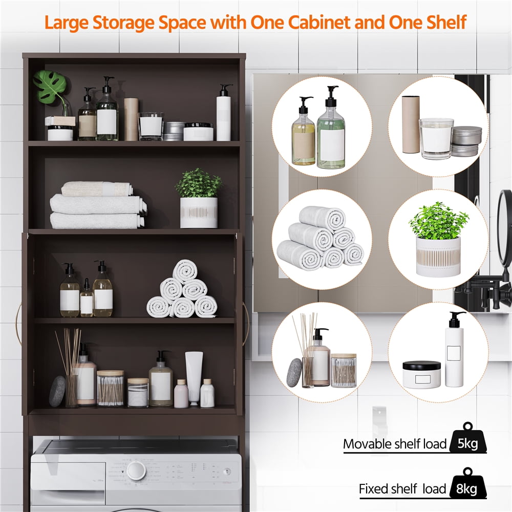 Alden Design Over Toilet Storage Cabinet 2 Shelves for Bathroom, Espresso