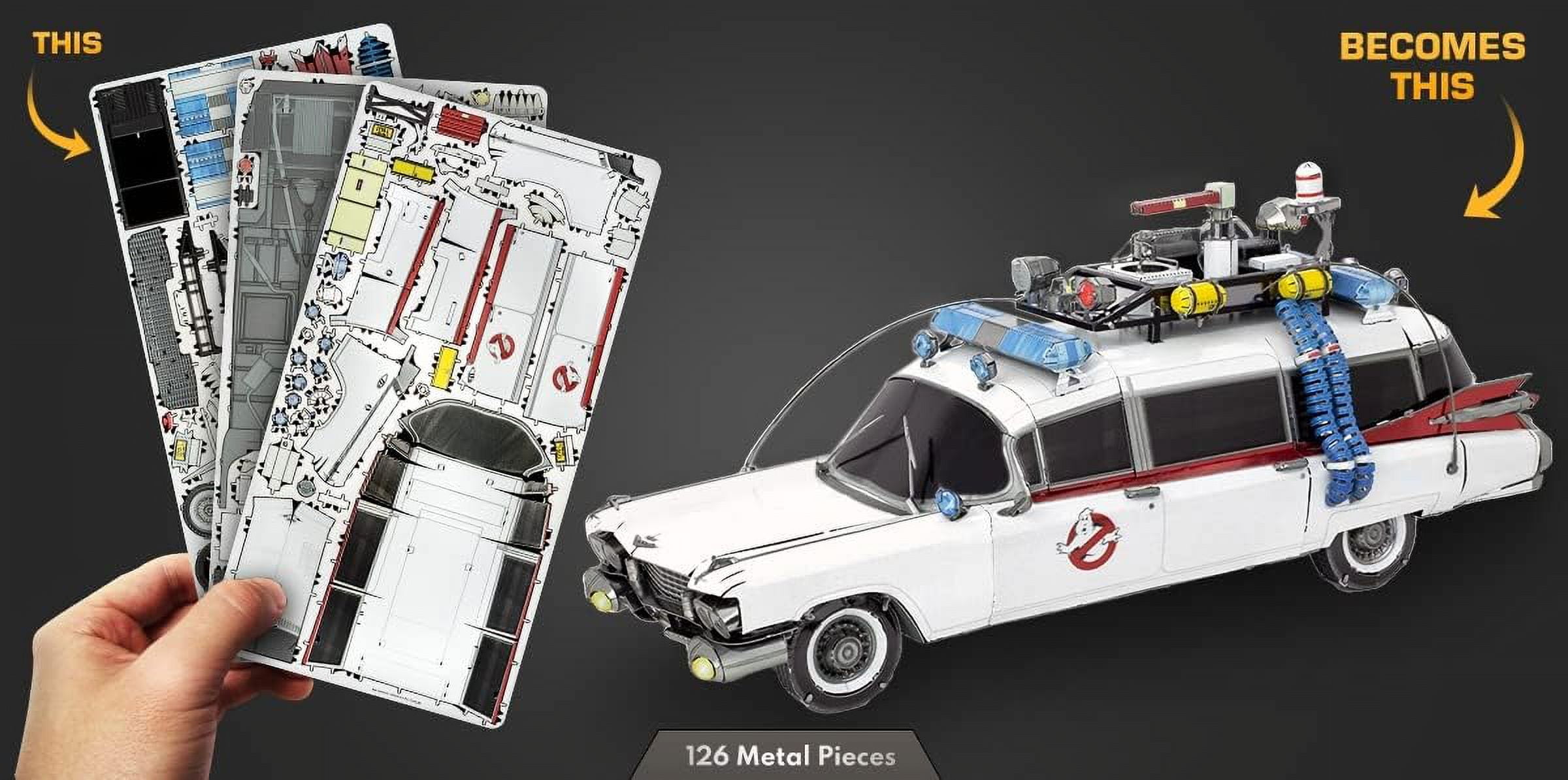 Model Kit Ecto-1 Car White "Ghostbusters" (1984) Movie (Challenging Difficulty) Steel Model by Metal Earth
