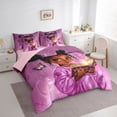 thumbnail image 2 of Castle Fairy Cute Black Girl King Bedding 7pcs,Cartoon Bow Butterfly King Bed in a Bag,Purple,Pink Reversible, 2 of 7