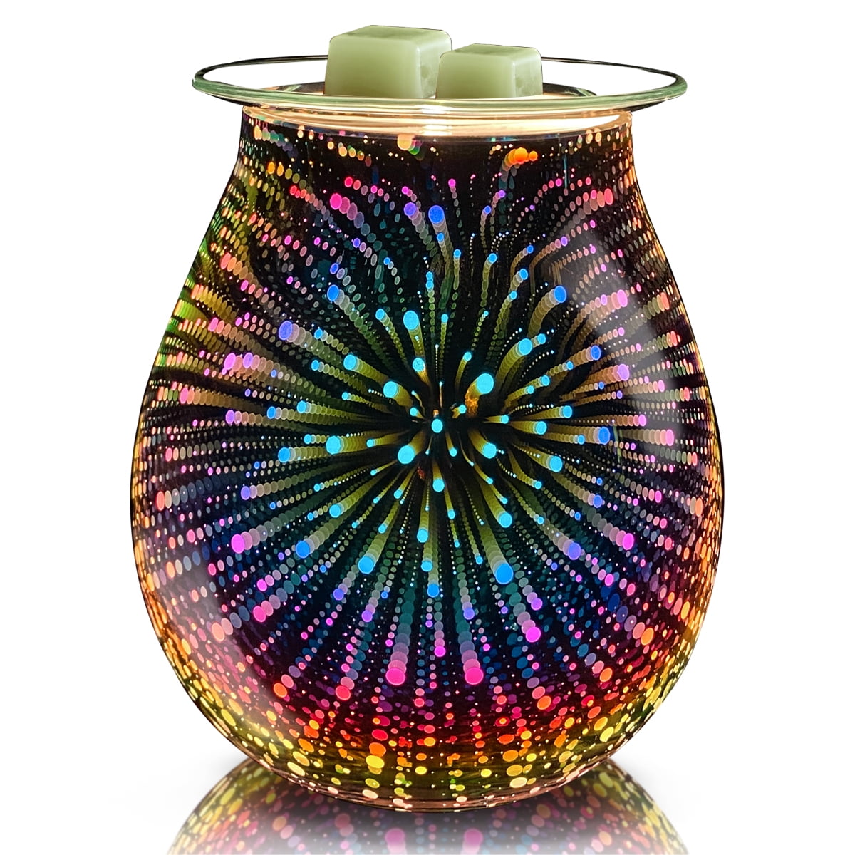 Leyoue 3D Glass Fireworks Electric Wax Melt Warmer Wax Burner Melter