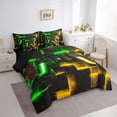 thumbnail image 2 of Video Game Gamepad Bedding Comforter Sets 7pcs for Teen Abstract Neon Square Bed in a Bag Gamer Gaming Twin Bedding Sets Black Green Orange Comforter Set Geometric Glowing Checkered Bedding Sets, 2 of 5
