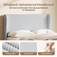 thumbnail image 4 of Bestier Full Size Corduroy Bed Frame with Wingback Headboard, Upholstered Platform Bed with Wood Slats, No Box Spring Needed, Light Gray, 4 of 10