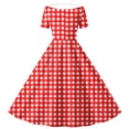 thumbnail image 6 of Iyufng Women's Checkered Printed Dresses Hepburn-Style Dress Fitted Waist Button-Down Dress, 6 of 6