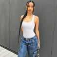 thumbnail image 2 of OQQ Women's 3 Piece Bodysuits Sexy Ribbed Sleeveless Square Neck Tank Tops Leotard 2025 Trendy Outfits, 2 of 7