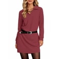 thumbnail image 4 of UVN Dresses for Women Long Sleeve Lapel Neck Dress Fall Casual Sweatshirt Dresses, 4 of 9