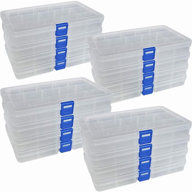 Plastic Organizer Container Storage Box Adjustable Divider Removable Grid Compartment for Jewelry Beads Earring Tool Fishing Hook Small Accessories( grids X )