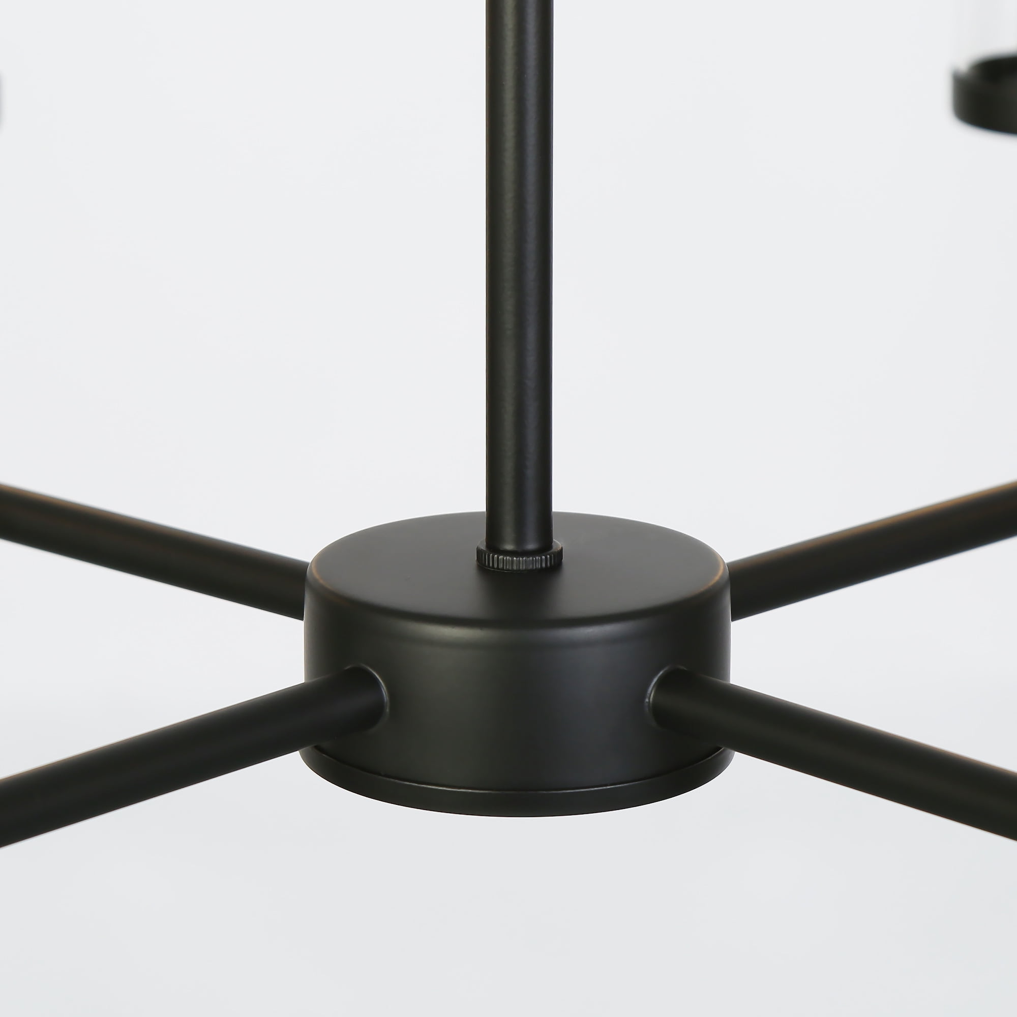 LNC 8-Light 1-Tier Modern Metal Matte Black Hardwired Candle-Style Chandelier