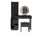 thumbnail image 3 of Makeup Vanity Desk with Lights, Vanity Desk with Mirror, 3 Lighting Modes and Stool, Built-in 6 Open Shelves & 4 Drawers, Bedroom Vanity with Lights Dressing Table Set Gifts for Girls & Women, Black, 3 of 8