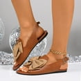 thumbnail image 2 of LOVZFMLL Sandals for Women 2025 Bow Knot Ajustable Buckle Open Toe Flat Sandals for Summer Casual Outdoor Walking Travel Beach Vacation Brown 5.5, 2 of 8