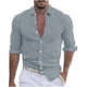 thumbnail image 2 of Blusa y camisa de manga larga con cuello vuelto para hombre, blusa informal de moda con cuello vuelto y botones, blusa de manga larga para hombre, 2 of 6