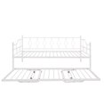 thumbnail image 6 of Full Size Metal Daybed with Trundle Included, LegaHome Extendable Daybed Frame with Pop Up Trundle Bed, No Box Spring Needed, Space Saving Daybed for Kids Teens Adults, Portable Folding Trundle, White, 6 of 12