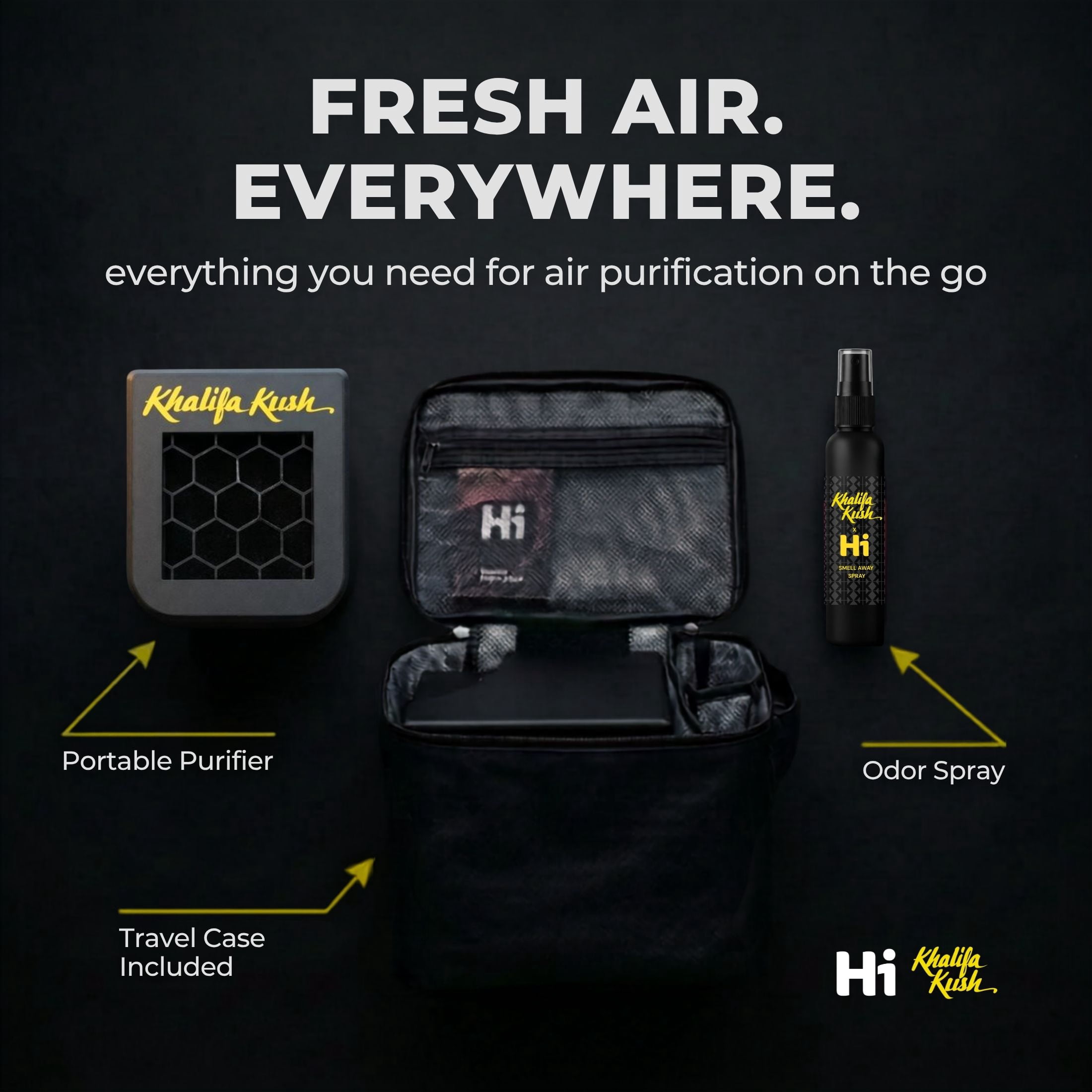 Khalifa Air Purifier Kit, 100 Sq Ft Activated Carbon Air Purifier, Black